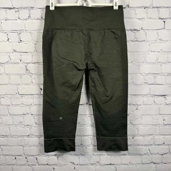 Lululemon Women's Seamlessly Street Crop Leggings Olive Green - Picture 2 of 5